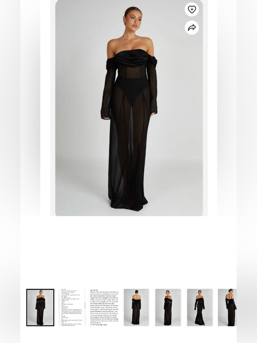 ISO Ivanna Off Shoulder Chiffon Maxi Dress - Black